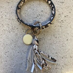 Tassel Snake Print Keychain Bracelet with Charm